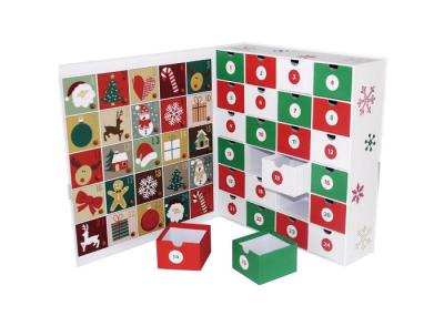 Service de luxe exquis d'OEM de tiroir de Noël de calendrier d'emballage de Noël