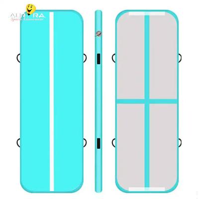 Blue Inflatable Gymnastics Tumbling Mat Air Floor Tumble Track Customized