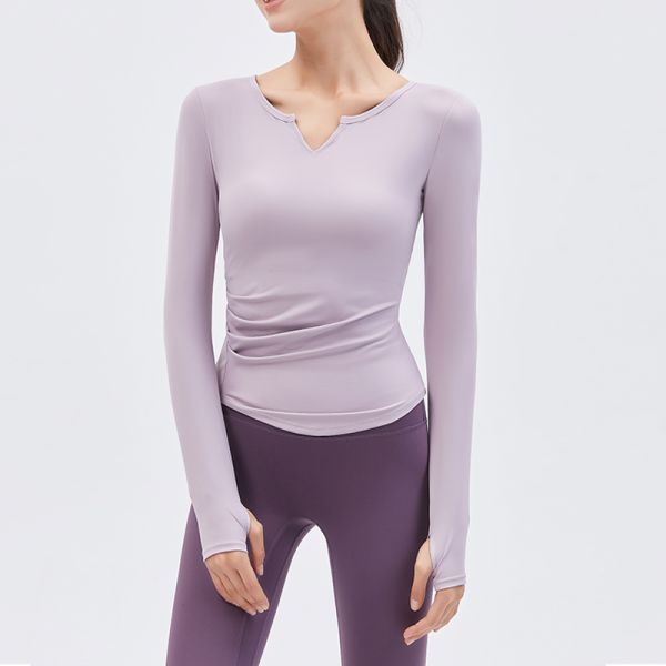 Women's Long Sleeve Yoga Top Mint Green Thumb Hole Cuffs Slim Fit for Workout