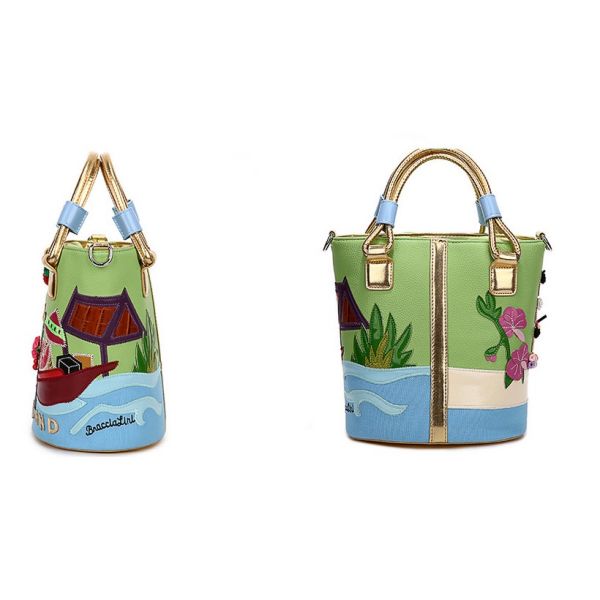 2016 new women handbag packet Messenger bag hand embroidery Korean boutique creative bucket bag