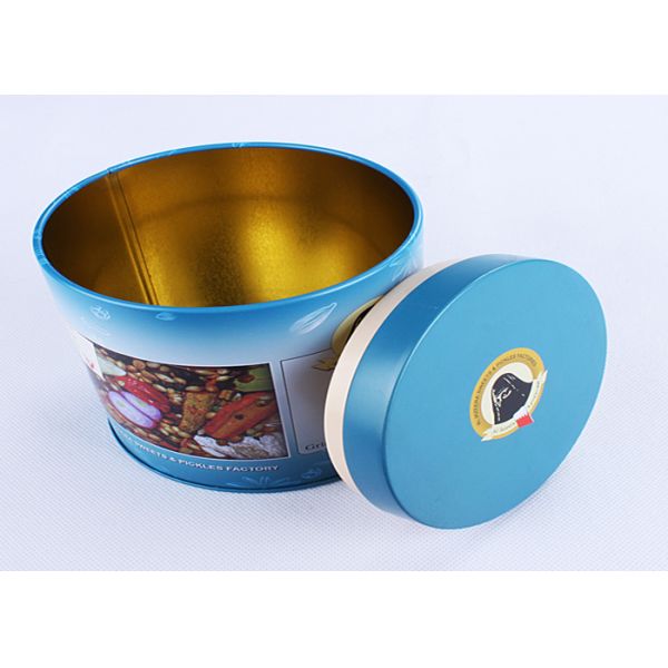 Cylinder Round Full Color Printed Metal Tin Container Box For Coffee Packaging