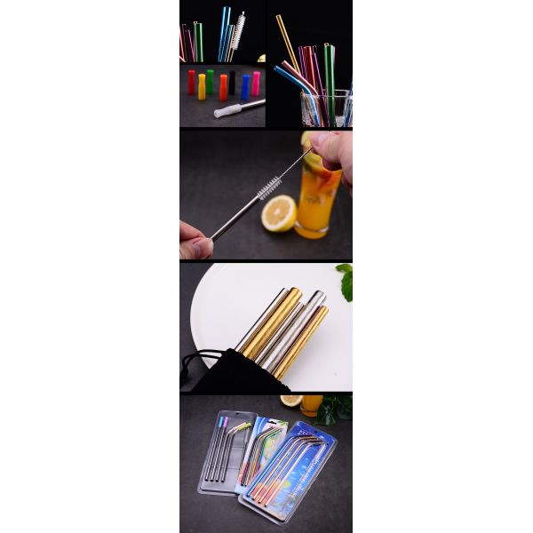 Métal réutilisable d'accessoires de barre buvant des pailles d'acier inoxydable avec le logo adapté aux besoins du client