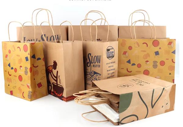 Reusable Kraft Paper Bag Custom Size Recycled Paper Shopping Bags