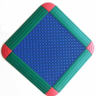 Blue PP Interlocking Sports Flooring 3.5mm 4.5mm 6mm Outdoor Sports Interlocking Tiles
