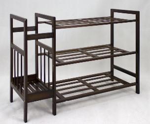 Black Pine Wood 30cm Wide 78cm Long Shoe Shelf With Umbrella Stand