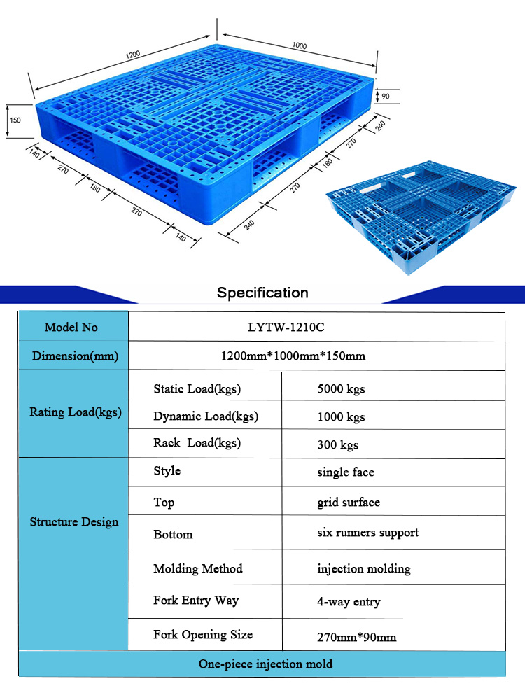 Паллеты HDPE пластиковых паллетов плоской верхней части гигиены анти- статические 1200×1000mm