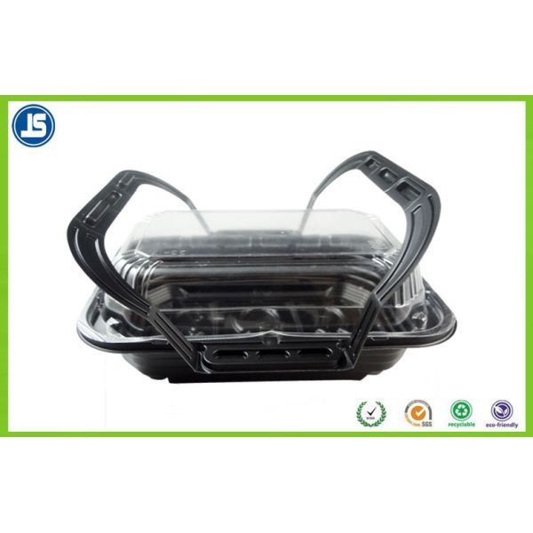 Plastic Black Hinged Clamshell Blister Packaging Takeaway Boxes