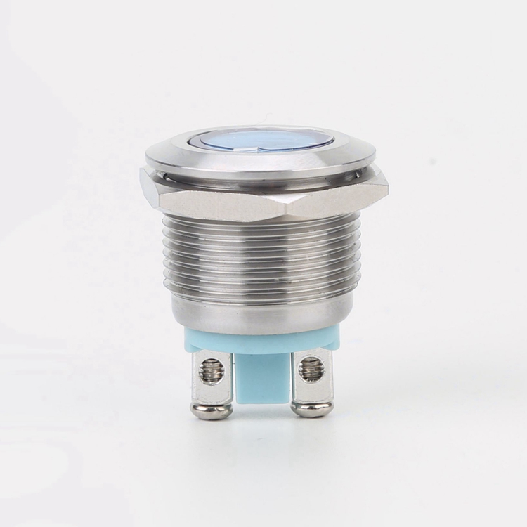 19mm 6V-220V Stainless Steel Flat Head Signal Lamp LED Indicator Lights Green Blue White Yellow IP65 IK08 Industrial Control