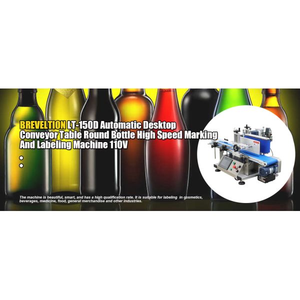 High Speed Marking Bottle Labeling Machine 110V Automatic Desktop Conveyor Round Bottle Plane Labeling Machine Adjustable High Speed 25-50PCS/Min