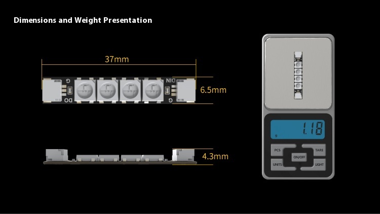 Speedybee 2812 RGB Programmable LED Arm Light Strip Pack 4 Battery-Powered Plastic Parts for RC Hobby Racing Remote Control