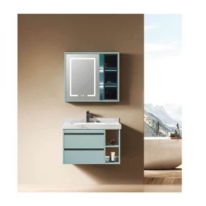 Green Modern Bathroom Cabinet Moisture Resistant Stainless Steel Bathroom Cabinets