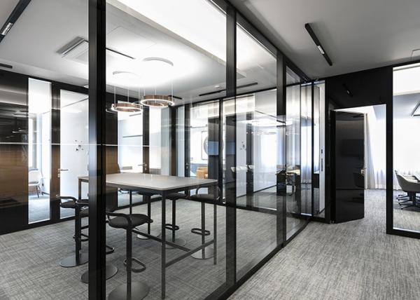 Modern Interior Office Glass Wall Systems Movable Tempered Glass Partition Wall