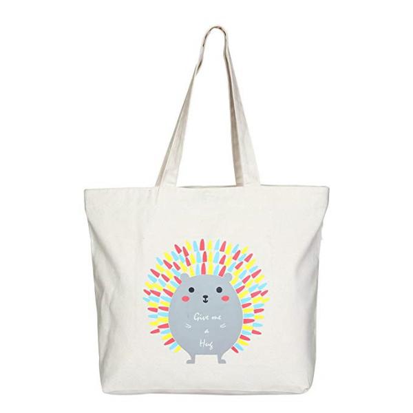 Large Natural Custom Printed Tote Bags Cotton Canvas Material Eco Friendly