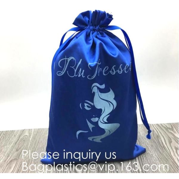Luxury Satin Handbag Dust Cover Bag,Dark Blue Thick Matt Satin Pouch With Ribbon,Satin Drawstring Bag For Bikini package