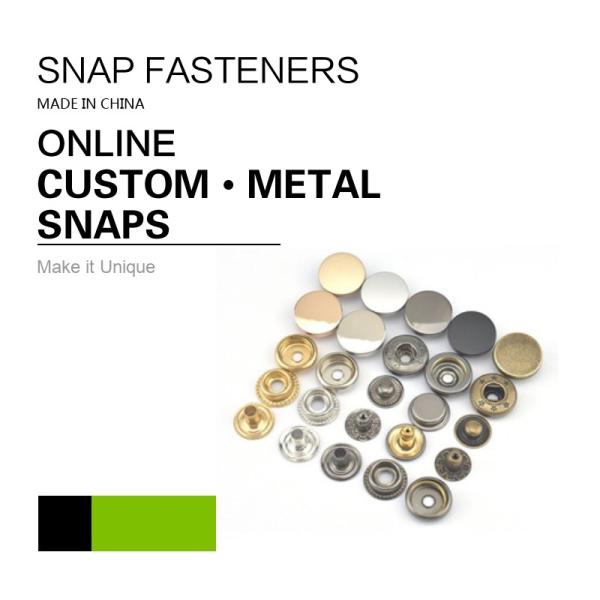 4 Parts Custom Metal Color Snaps For Fabric , Snap Buttons For Clothing