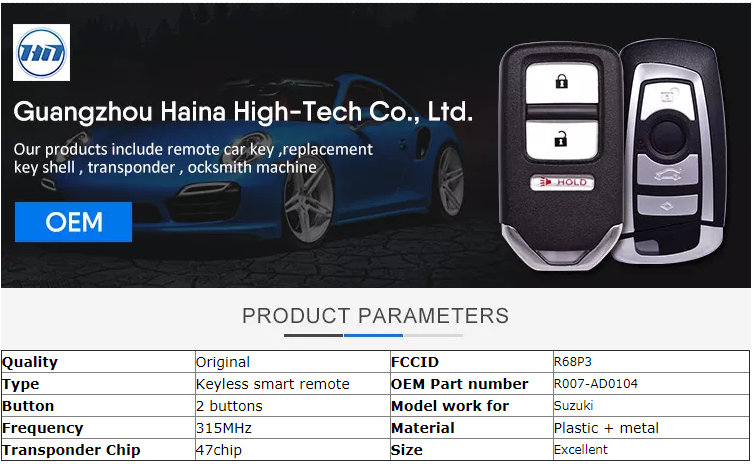 315MHz 2 buttons 47 chip Keyless Go Remote Controlled Car Folding Entry FCCID R007-AD0104 R68P3