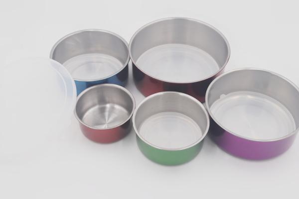 Tableware colorful stainless steel food storage box round shape storage container