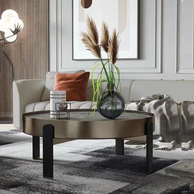 Lux Steel Trim Marble Ceramic Coffee Table  Sleek  Tray Top Aesthetic