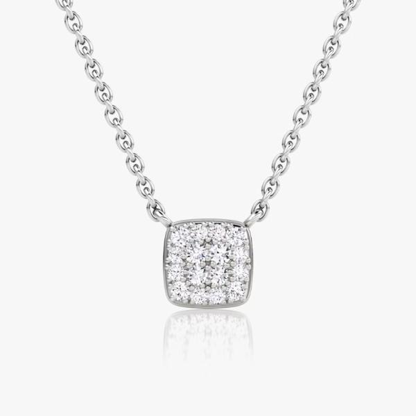 Collier pendentif carré en argent sterling 925 plaqué or 18 carats avec oxyde de zirconium