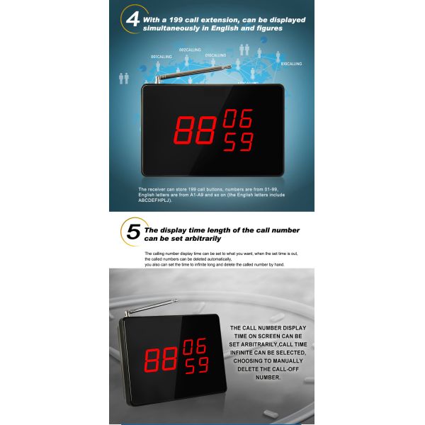 Водостойкий небольшой беспроводный ресторанный сервер, клиентская система пейджирования, кнопка стола и приемник экрана