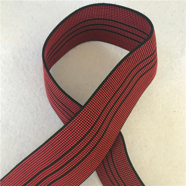 50mm High Tenacity Outdoor Furniture Webbing Red With 3 Black Lines