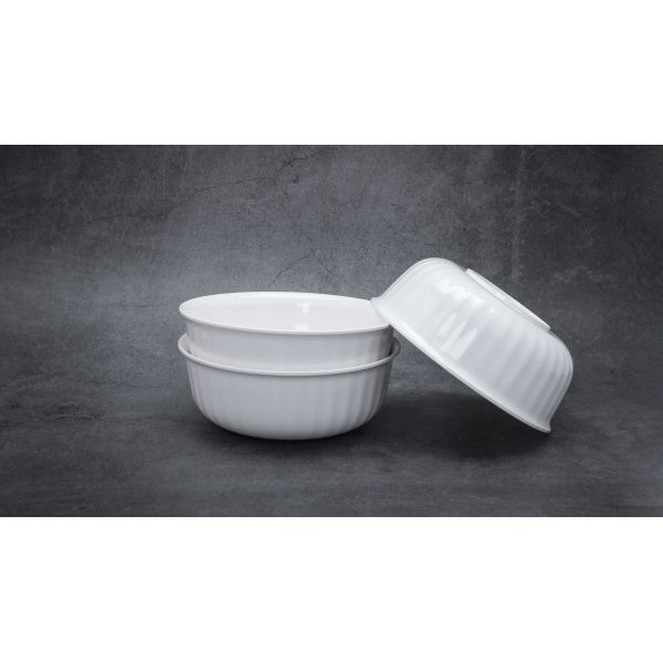 White High Temperature PET Plastic Rice Bowl With Patterns 15.2 X 6cm