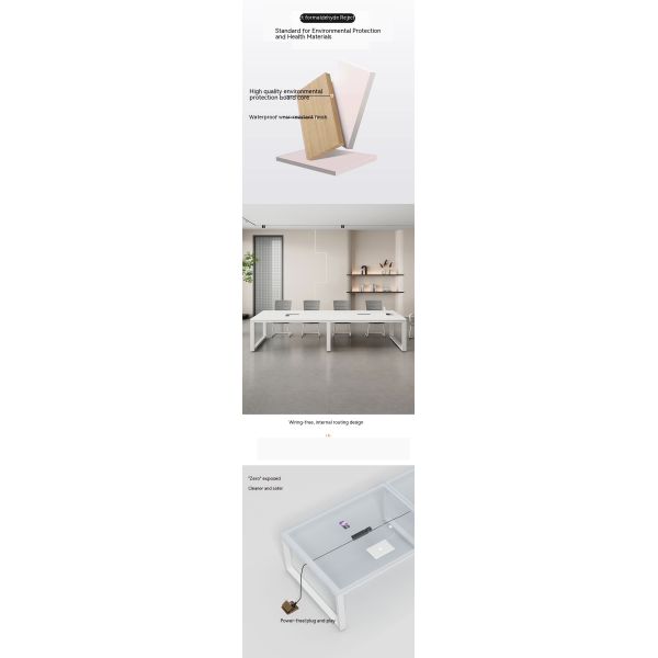 Настраиваемый белый конференц-стол Простой длинный стол для многосторонних переговоров в офисе