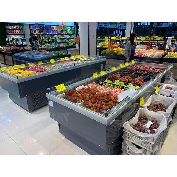 Eco Friendly Open Cooked Food Fresh Fruit Display Fridge Cooler 700L 3 Meter Length