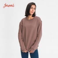 Camiseta ligera del cuello barco de las sudaderas con capucha del entrenamiento de las mujeres del poliéster del algodón el 40% del 60%