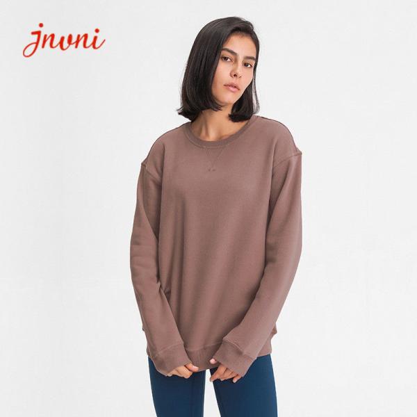 As mulheres do poliéster do algodão 40% de 60% malham a camiseta de pouco peso do pescoço de grupo dos Hoodies