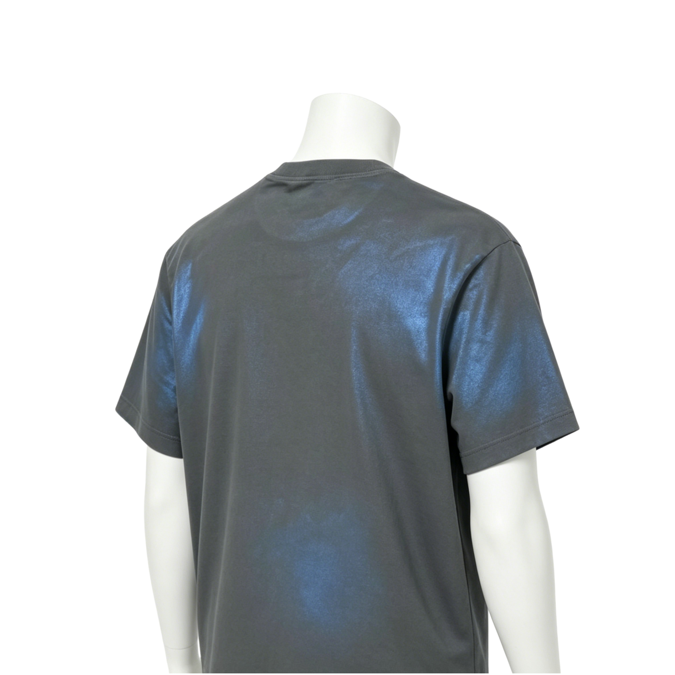180-250G Slub Cotton Washed Gray T-Shirt, Iridescent Rainbow Foil Print Loose Crew Neck Letter Logo Tee Cross-Border Wholesale