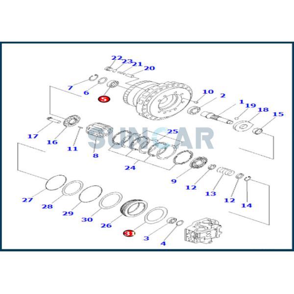уплотнение масла 708-1F-12281 7081F12281 KOMATSU для мотора и конечной передачи перемещения