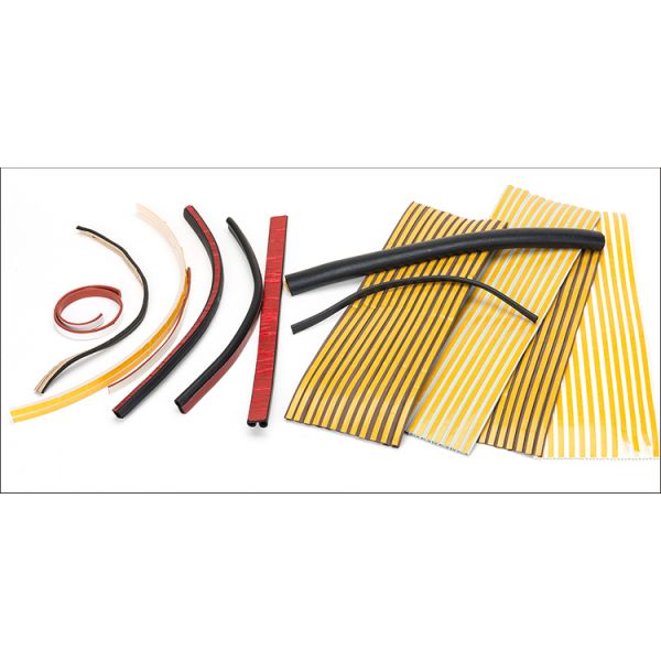 Solid rubber seal strip with adhesive sheet