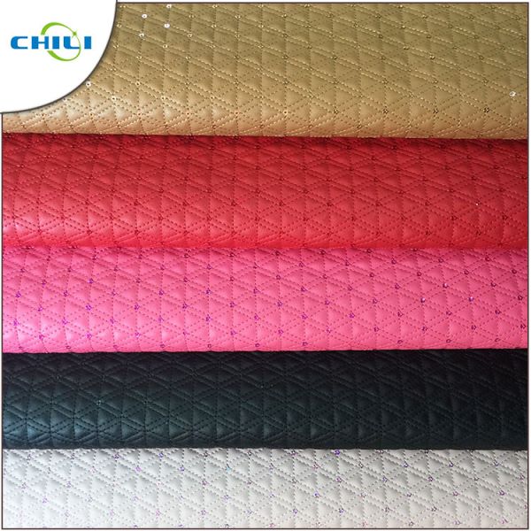 Best Price glitter Synthetic pu embroidered Shoe Leather