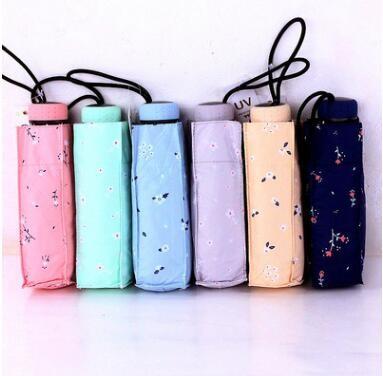 Mini Flower Lightweight Sun Umbrella / Travel Umbrella Rubber Coating Handle