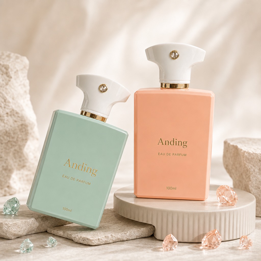 100ml Rectangle Glass Perfume Bottles Magnetic Cap Crimp Neck Empty Spray