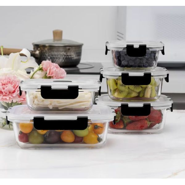Leak Proof Microwave Safe BPA Free Glass Food Container with Cool Lock PP Lid for Meal Prep