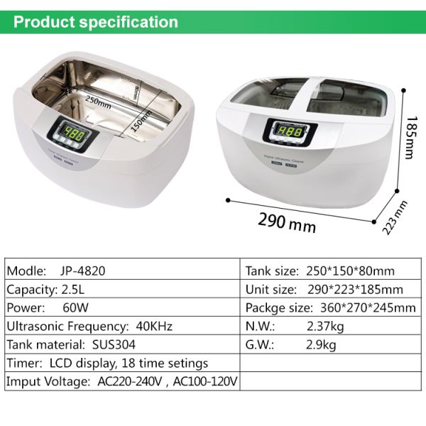 Уборщик ювелирных изделий ABS 2.5L 70W ультразвуковой