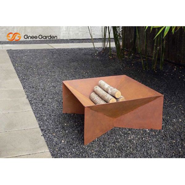 Wood Burning Corten Steel Metal Garden Fire Pit & BBQ