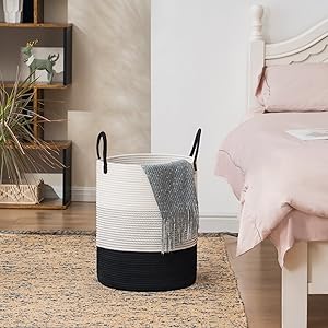 Woven Rope Laundry Hamper Basket, Tall Luandry Basket, Baby Nursery Hamper For Blanket Storage, Clothes Hamper For Laundry In Bedroom-Large-(CUSTOMIZED COLOR, 58L, 72L)