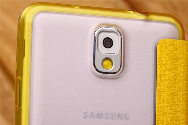 Samsung Note3 PU Leather Wallet Case Yellow With Elegant Design