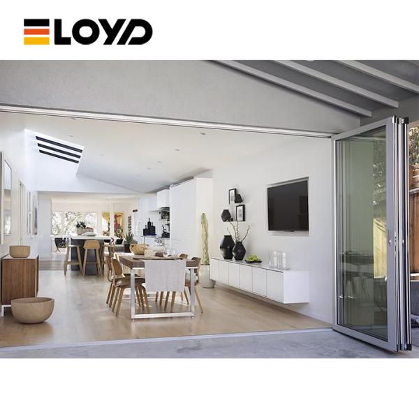 Modern Design Courtyard Entry Folding Door System German Brand Waterproof Aluminium Triple Glazed Bi-Fold Doors