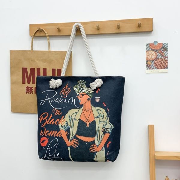 Versatile And Practical Multifunctional Zipper Handbag, Foldable Beach Bag, Creative New Cartoon Print Shoulder Bag