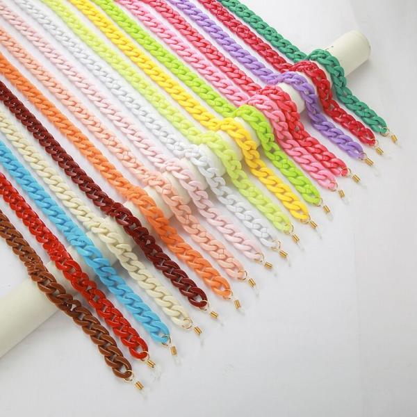 2021 Hot Sale Red And Green Color  Acrylic Chain Colorful Beaded Eyeglass Chain Mask  Chain For Sale