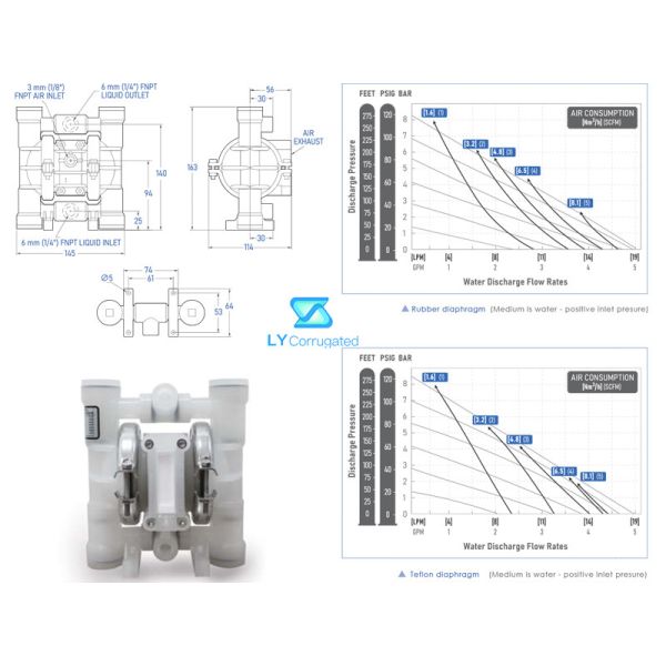 Пластиковая индустрия запасных частей машины коробки насос диафрагмы 1/4