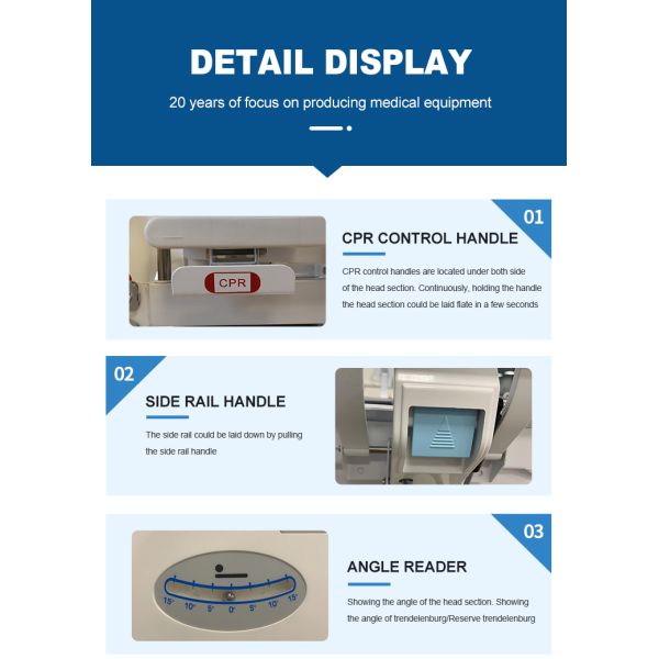 MN-EB002  Popular Model 7 Function  ICU Electrical Bed for Patient with Central Braking