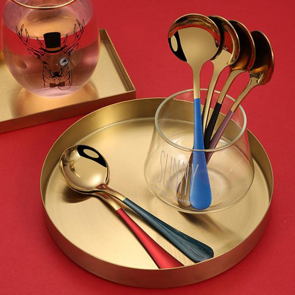 CIQ Creative Korean Style Stainless Steel Soup Spoon Tablespoon And Dessert Spoon