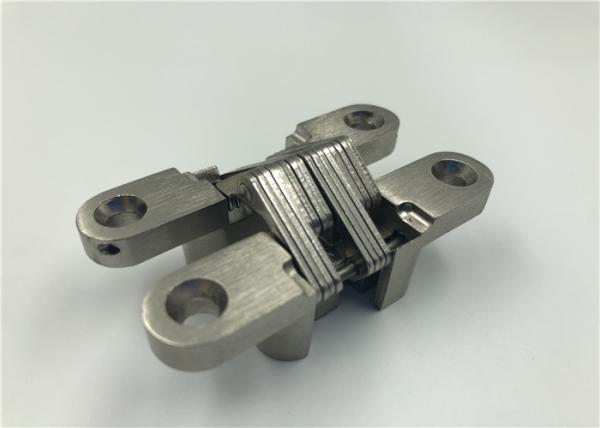 Mini Cross Hidden Door Hinges Satin Nickel For Cupboard Wardrobe Door