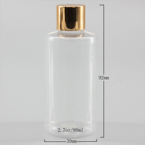 2.7oz/80ml Clear PET Cylindrical Bottle , Perfume Liquid Skincare Products Bottle, Lotion Spray Cosmetic Plastic Bottle