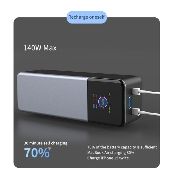 140W Mini Portable Power Bank With 27000mAh Battery And Intelligent Digital Display